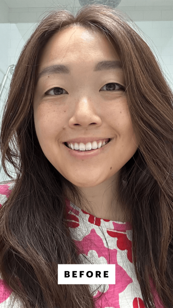 Selfie of Christa Joanna Lee before using the Strivectin Daily Reveal Exfoliating Face Pads with AHA  BHA  PHA  TXA