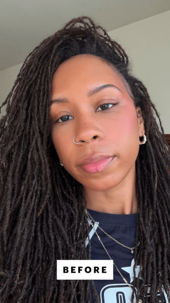 Taylor before applying the Maybelline New York Lash Sensational Sky High Mascara